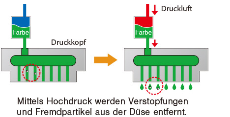 Automatisches Spülen mittels Druckluft